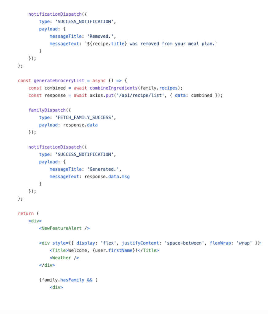 A screenshot shows what a finished code section might look like. 